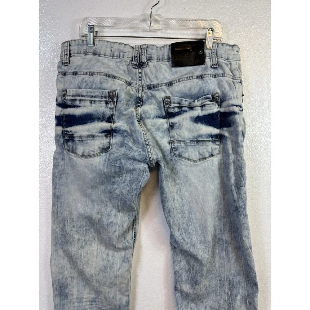 Copper Rivet Jeans Mens 34x32 Blue Paint Splatter Distressed Slim Fit Stone Wash - Picture 5 of 12